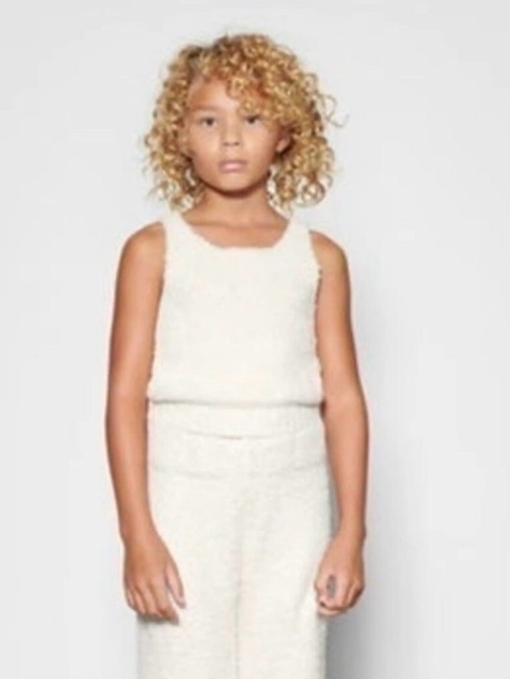 SKIMS Kids Cozy Knit Scoop Neck Tank Bone Size 12/14
